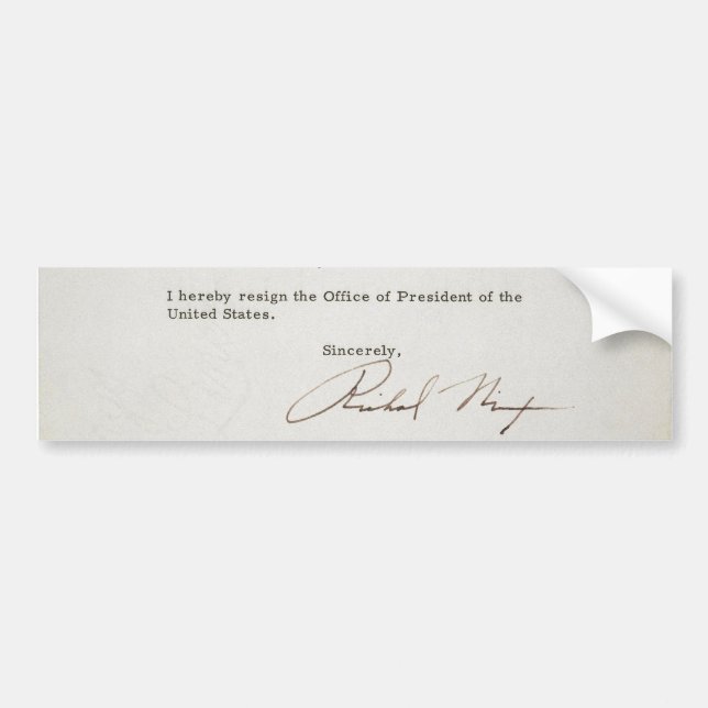 Autocollant De Voiture Lettre de démission de Richard M. Nixon 1974 (Devant)