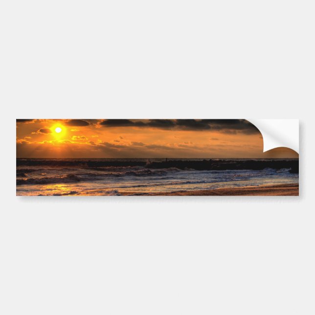 Autocollant De Voiture Lever de soleil de plage (Devant)