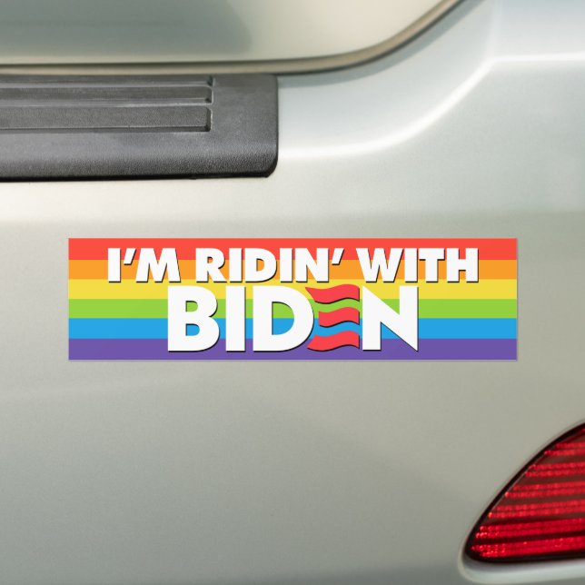 Autocollant De Voiture LGBTQ I'm Ridin' With Biden 2024 (En voiture)