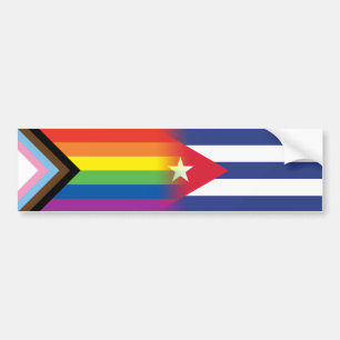 Autocollant De Voiture LGBTQ Inclusive Progress Pride Flag Cuban Cuba