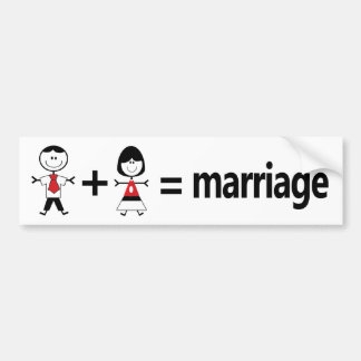 Autocollant De Voiture L'homme plus la femme égale le mariage