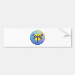 Autocollant De Voiture Libellule - en blues (rond)