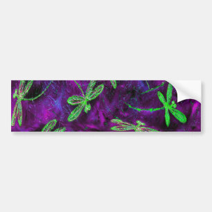 Autocollant De Voiture Lime Green Dragonlies sur Hot Pink et Purple