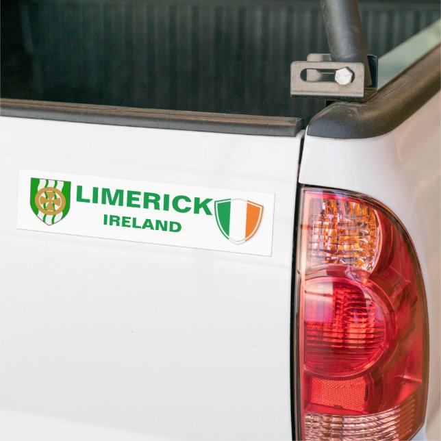 Autocollant De Voiture Limerick Irlande Crest et drapeau irlandais (Sur camion)