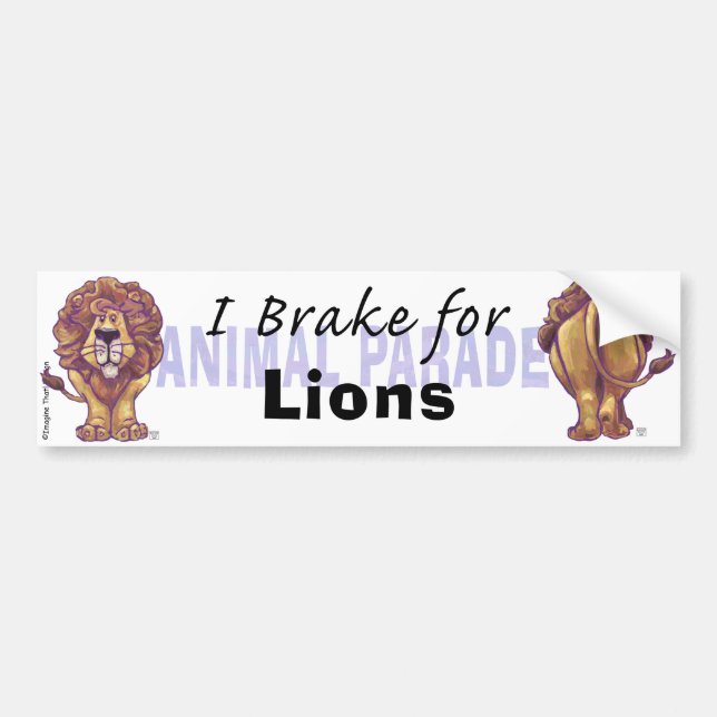 Autocollant De Voiture Lions mignons Je freine pour Lions Bumper Sticker (Devant)