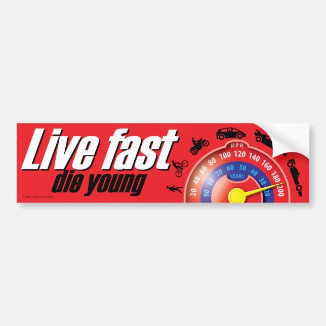 Autocollant De Voiture Live Fast Die Young (Devant)