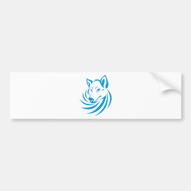 Autocollant De Voiture Logo bleu fait sur commande de loup (Devant)