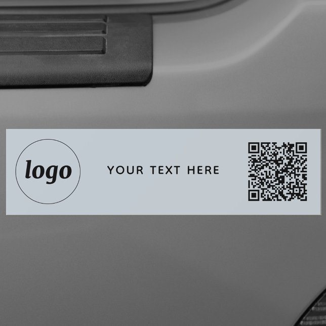 Autocollant De Voiture Logo simple et texte professionnel QR Code promoti (Powder blue logo with QR code and custom text promotional business car sticker)