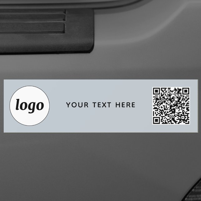 Autocollant De Voiture Logo simple et texte professionnel QR Code promoti (Powder blue logo with QR code and custom text promotional business car sticker)