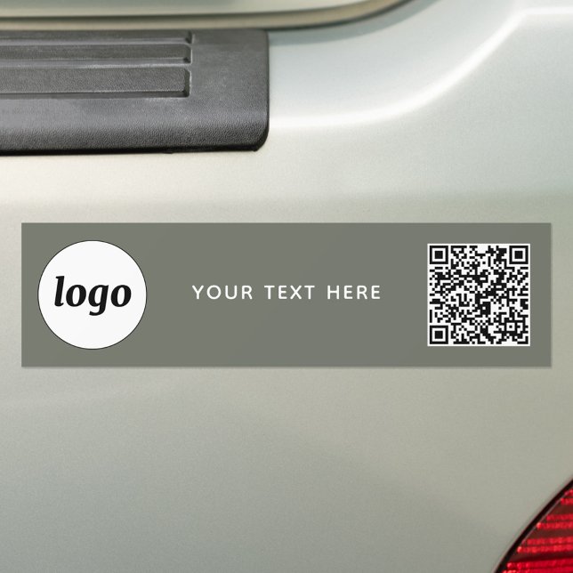 Autocollant De Voiture Logo simple et texte professionnel QR Code Sage Gr (Logo with QR code and custom text business branding promotional car bumper sticker)