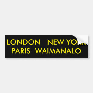 AUTOCOLLANT DE VOITURE LONDRES NEW YORK PARIS WAIMANALO