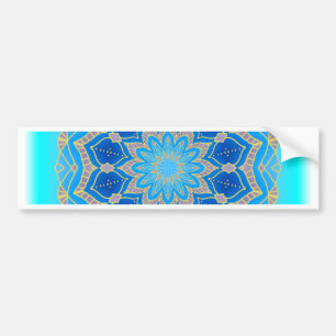 Autocollant De Voiture Lotus mandala in turquoise and blue