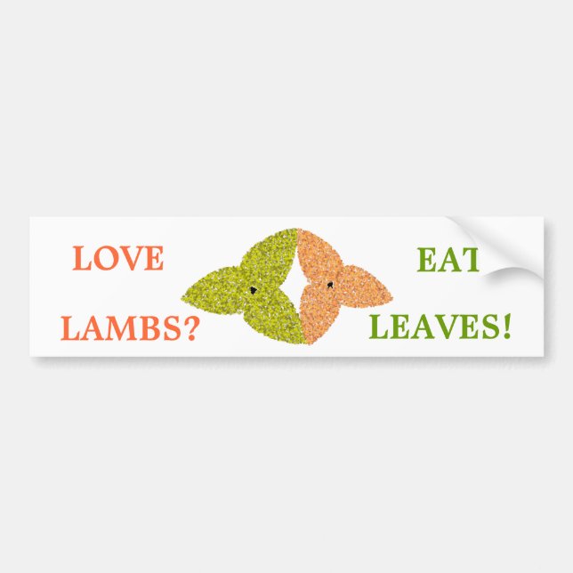 Autocollant De Voiture Love Lambs Mange Feuille Bumper Sticker (Devant)