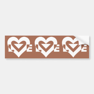 Autocollant De Voiture Love White sur Brown