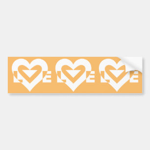 Autocollant De Voiture Love White sur Orange
