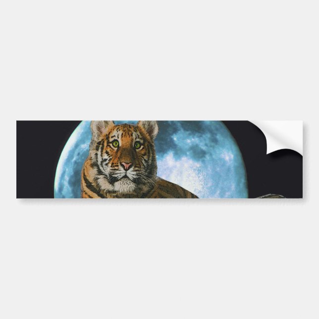 AUTOCOLLANT DE VOITURE LUNE DE TIGRE (Devant)