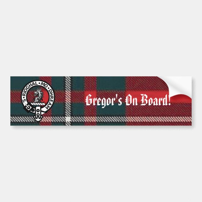 Autocollant De Voiture MacGregorRed1, Badge Gregor, Gregor's On Board ! (Devant)