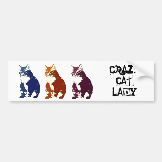 Autocollant De Voiture Madame folle de chat (Devant)