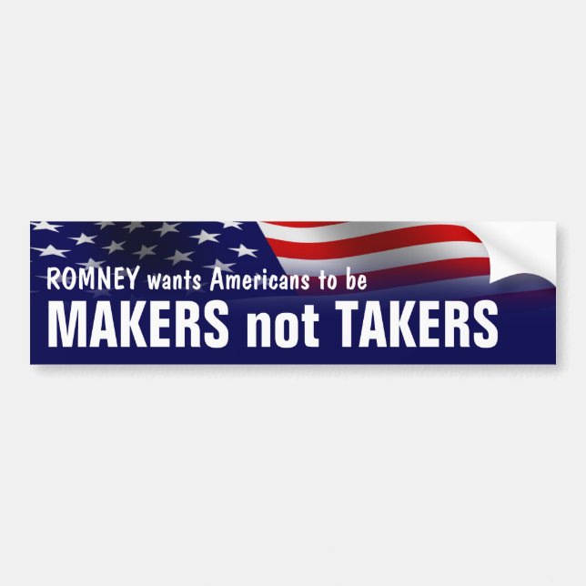 Autocollant De Voiture Makers Not Takers - Romney Ryan 2012 (Devant)