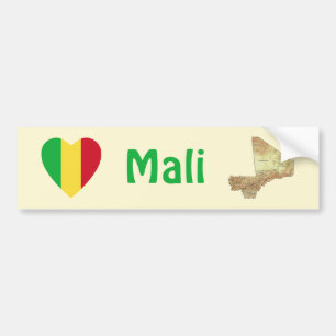 Autocollant De Voiture Mali - Coeur du drapeau + Sticker du pare-chocs