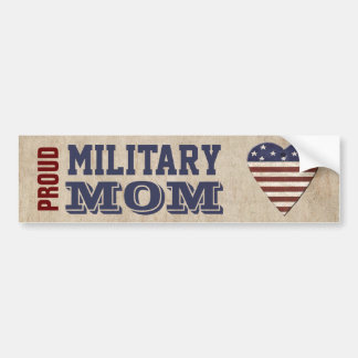 Autocollant De Voiture Maman militaire fière avec le coeur patriotique