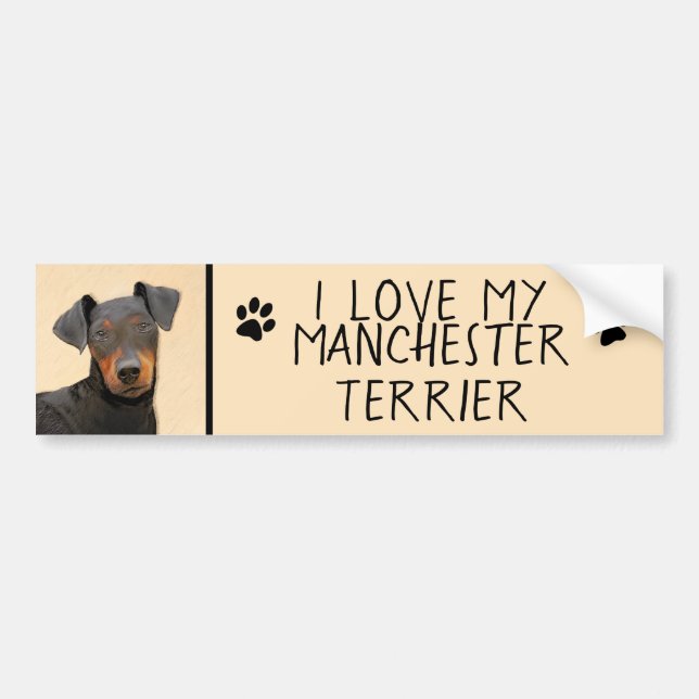 Autocollant De Voiture Manchester Terrier Peinture Art animal original (Devant)