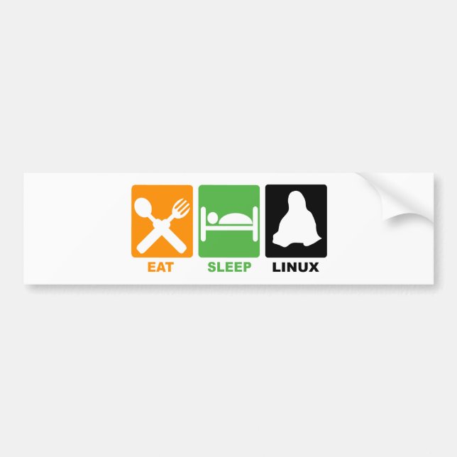 AUTOCOLLANT DE VOITURE MANGEZ LE SOMMEIL LINUX (Devant)
