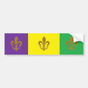 AUTOCOLLANT DE VOITURE MARDI GRAS HEUREUX POURPRE D'OR VERT