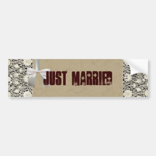 Autocollant De Voiture Mariage en dentelle et lin blanc antique