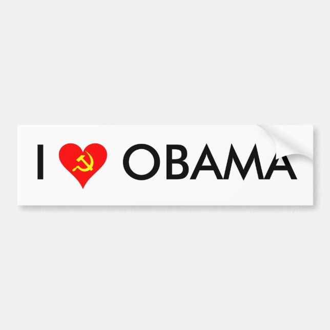 Autocollant De Voiture (Marteau et faucille) amour Obama d'I [BLANC] (Devant)