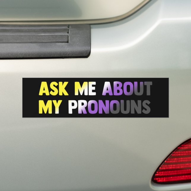 Autocollant De Voiture Me Demander Mon Pronouns LGBTQ Non binaire (En voiture)