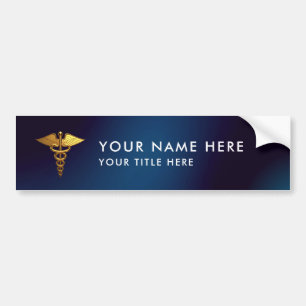 Autocollant De Voiture Médecin élégant avec caducée or et marine