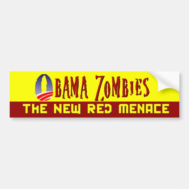 Autocollant De Voiture Menace de rouge de zombi d'Obama (Devant)