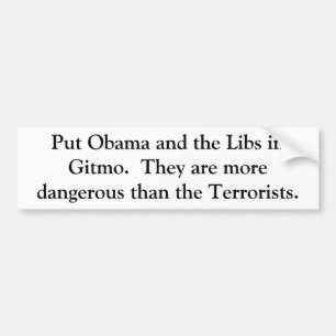 Autocollant De Voiture Mettez Obama et les bibliothèques dans Gitmo.  Il