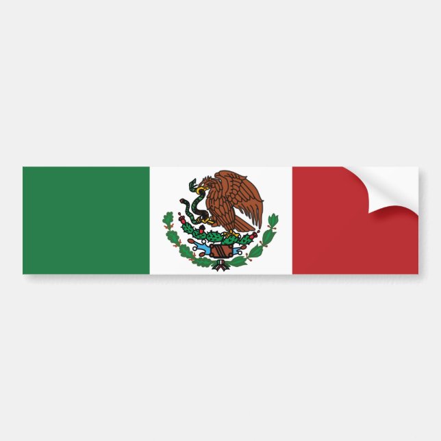 Autocollant De Voiture Mexican Flag Green White Red Mexico Patriotic  (Devant)