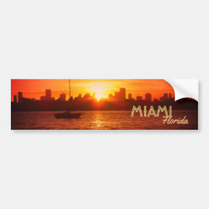 Autocollant De Voiture Miami Skyline à Sunset