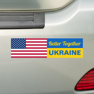 Autocollant De Voiture Mieux Ensemble Ukraine - Drapeau américain
