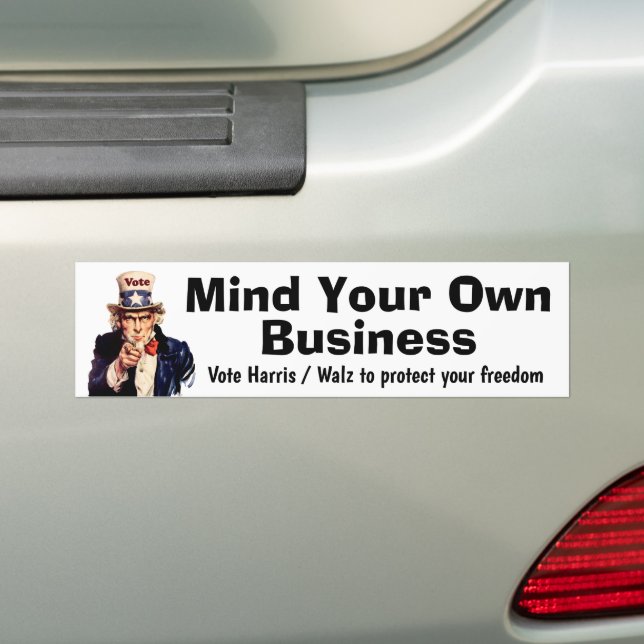 Autocollant De Voiture Mind Your Own Business Harris Walz 2024 (En voiture)