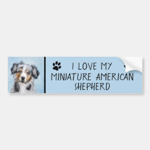 Autocollant De Voiture Miniature American Shepherd Painting - Dog Art
