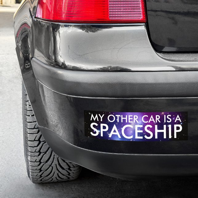 Autocollant De Voiture Mon autre voiture est un vaisseau de galaxie viole (My Other Car is a Spaceship Purple Galaxy Cluster Bumper Sticker)