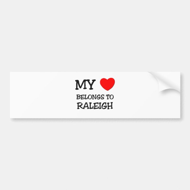 Autocollant De Voiture Mon coeur appartient à RALEIGH (Devant)