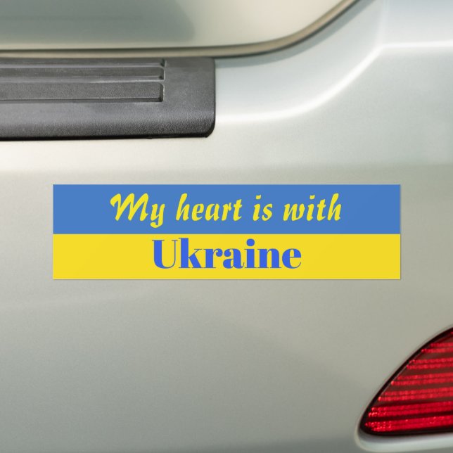 Autocollant De Voiture Mon coeur est avec l'Ukraine (En voiture)