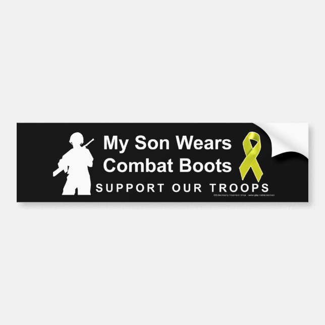 Autocollant De Voiture Mon fils porte des bottes de combat (Devant)