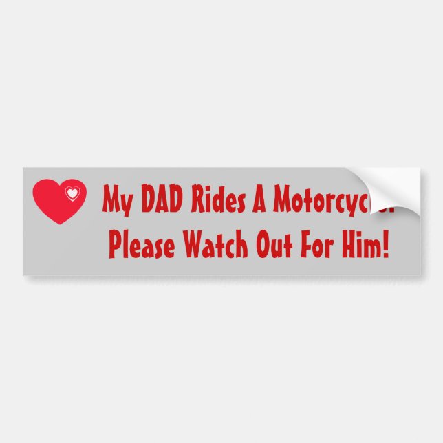 Autocollant De Voiture Mon papa monte une moto ! observez pour lui, coeur (Devant)