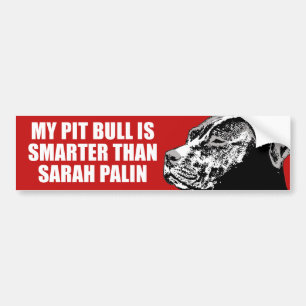AUTOCOLLANT DE VOITURE MON PITBULL EST UN BUMPERSTICKER PLUS FUTÉ