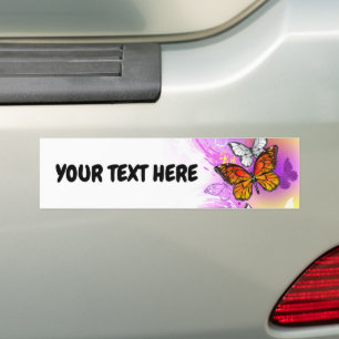Autocollant De Voiture Monarch Butterflies on Purple Background