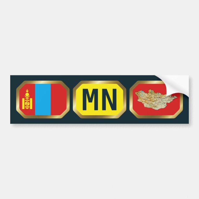 Autocollant De Voiture Mongolia Flag Map Code Bumper Sticker (Devant)