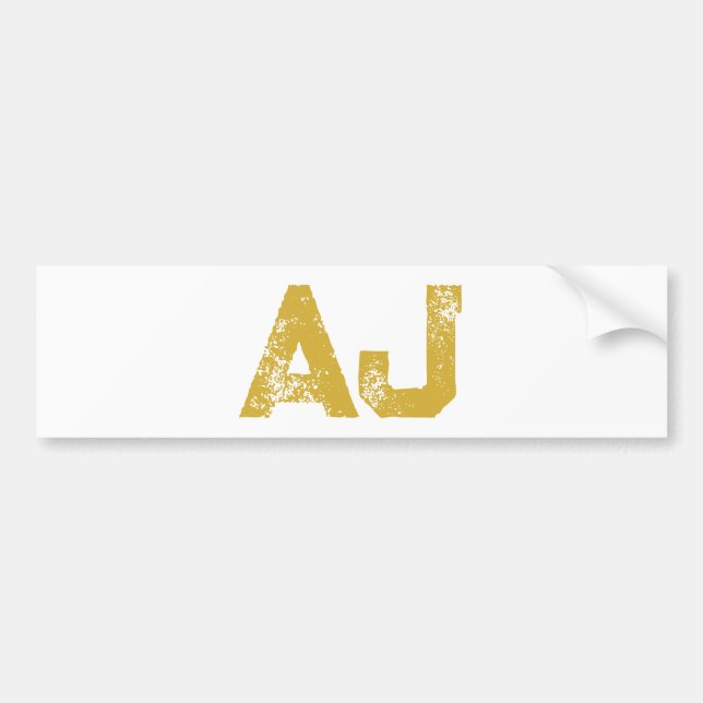 Autocollant De Voiture Monogramme de Lettres Initiales Couleur Or Simple (Devant)