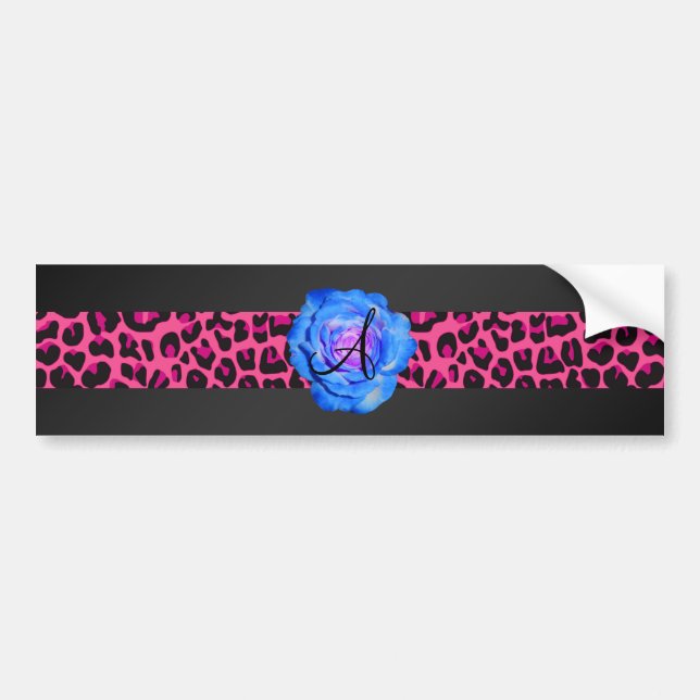 Autocollant De Voiture Monogramme de rose de bleu (Devant)