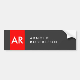 Autocollant De Voiture Monogramme gris rouge moderne minimaliste